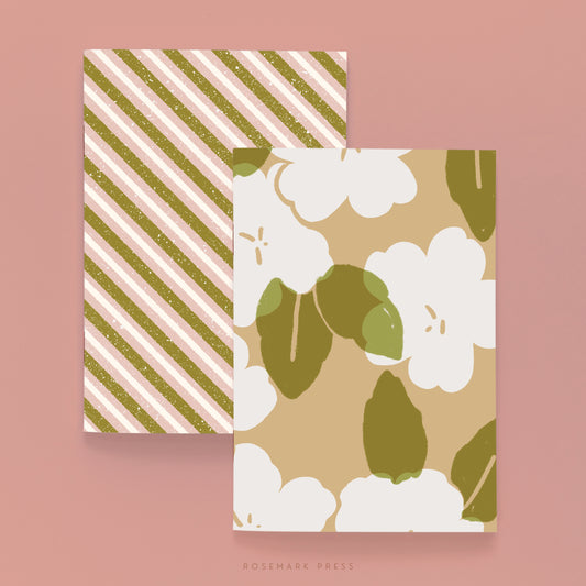 Green Rose A6 Notebook Set of 2 Blank